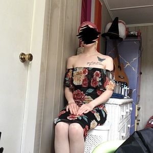 black flower dress